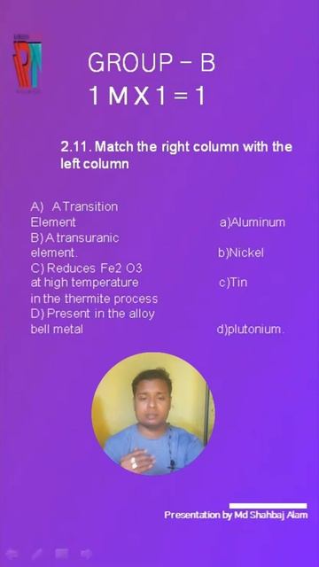 Periodic Table Previous Year Madhyamik Question Paper MP 2017 Q 2.11  #shorts By Ramadan Tutorial