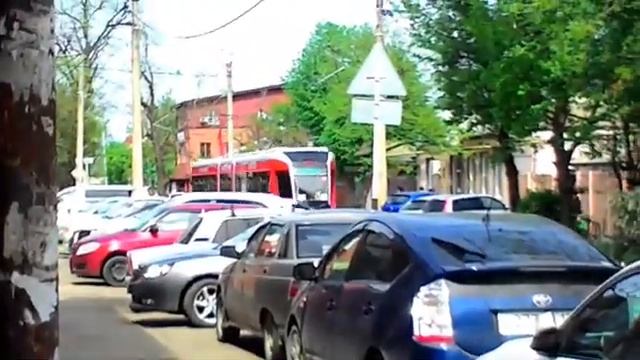 В Краснодаре по маршруту №5 курсирует новый трамвай «Краснодар Движение Вперёд»