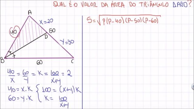 TEOREMA DA BISSETRIZ INTERNA E ÁREA  -  Com Professor Gustavo Carli
