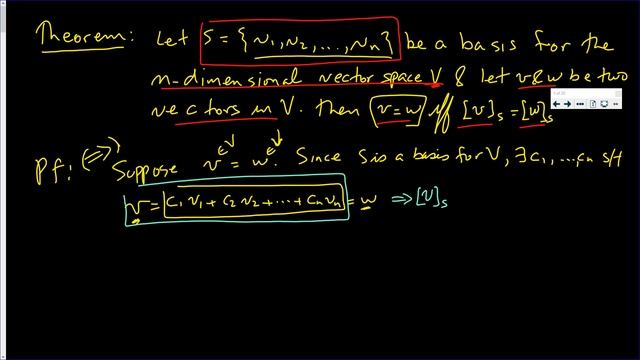 Theorem About Coordinate Vectors.