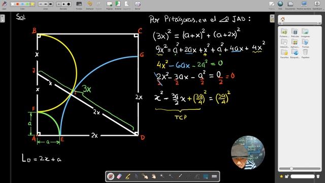 V#259.- SI EL RADIO DEL CUADRANTE MENOR ES 