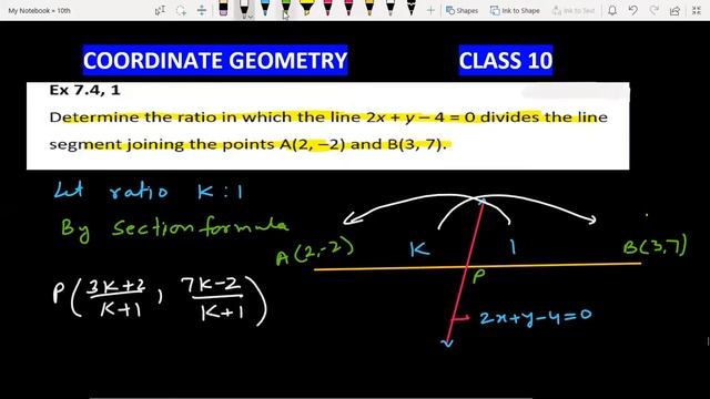 Determine The Ratio In Which The Line 2x+y-4=0 Divides The Line Segment Joining The Points A(2,-2)