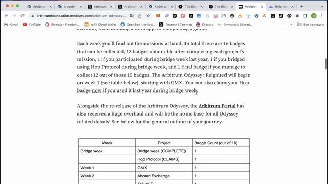 Arbitrum Odyssey - возвращение активности | Будет второй дроп от Arbitrum?
