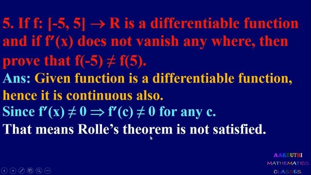 Rolle's Theorem And Mean Value Theorem Class 12 Maths Differentiation Chapter 5 Exercise 5.8