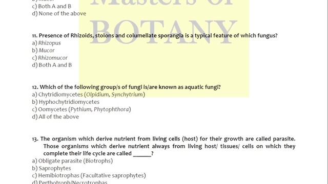 Solve 25+ MCQs | Fungi (Mycology) | Based On Previous Lectures