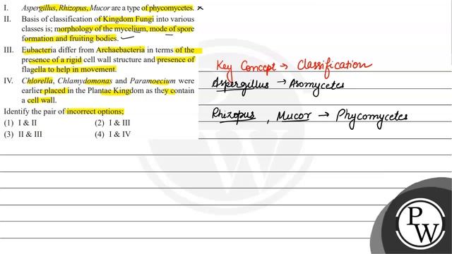 I. Aspergillus, Rhizopus, Mucor Are A Type Of Phycomycetes.
II. Basis Of Classification Of Kingd...