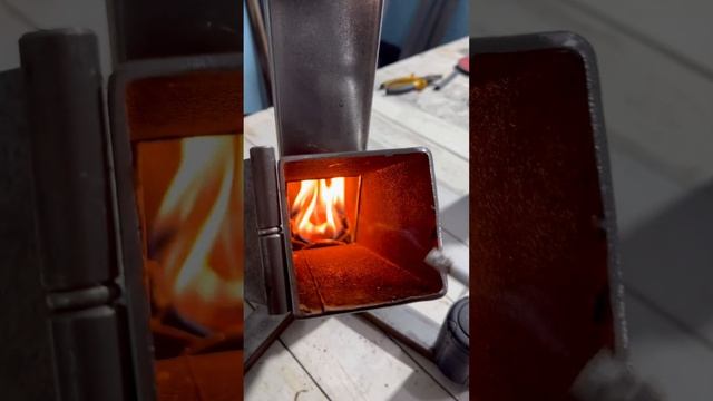 Тестовый запуск печи-ракеты. Тяга есть!