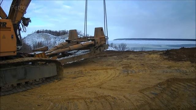 Мост в Самарской обл.24.01.20.Начало.К 1-й опоре,ход буровой установки.Bridge Togliatti-Klimovka.