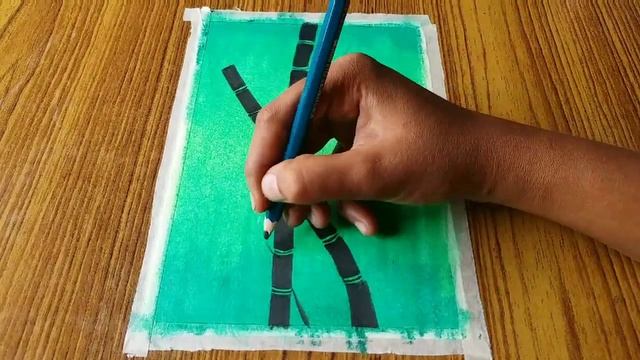 Bamboo Tree Silhouette/ Easy Oil Pastel Drawing Of Bamboo / How To Draw Bamboo Tree / Art And Trave