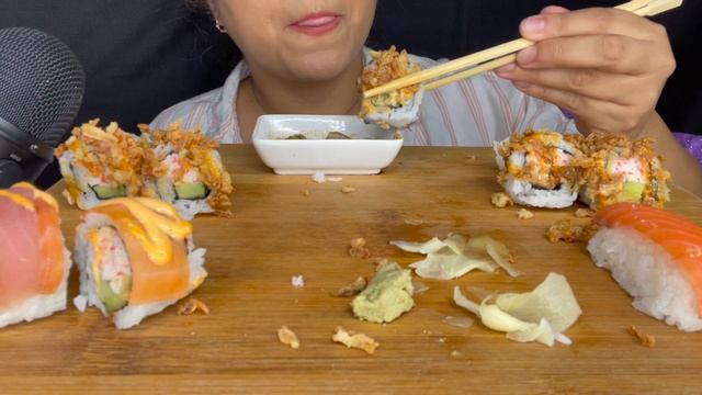 ASMR SUSHI PLATTER EATING SOUNDS MUKBANG FOOD