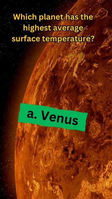 Which Planet Has The Highest Average Surface Temperature ? 🥵🔥♨️ #gk #quiz #geography #solarsystem