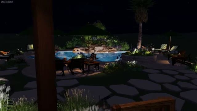 Revised Swimming Pool For Marcy And Chet (Night)