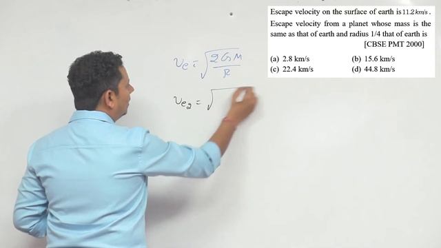 Escape Velocity On The Surface Of Earth Is 11.2 Km/s. Escape Velocity From A Planet Whose Mass Is