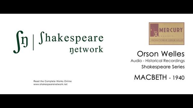 Macbeth - Orson Welles - Mercury Text Records Series - Audio - 1940 - HD Restored