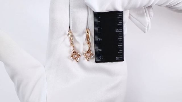 Золотые серьги ТД Эстет с танцующим фианитом 01С1111853Р