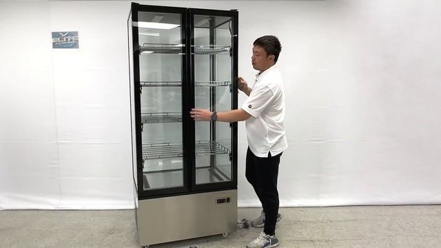 Elite Glass Merchandiser Cooler With 6 Rotating Shelves 4-Sided Glass Refrigerated Display  CL-600