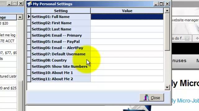 My Micro-Job Website And Gig Manager Software Tutorial Video 02 -- Personal Settings Screen