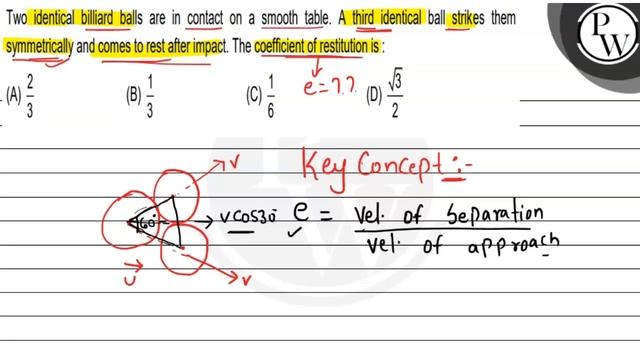 Two Identical Billiard Balls Are In Contact On A Smooth Table. A Third Identical Ball Strikes Th...