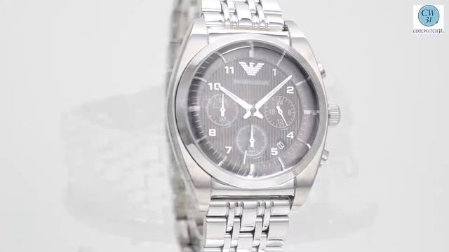 EMPORIO ARMANI AR0373 MENS WATCH CLASSIC CHORONO SILVER BLACK DIAL エンポリオアルマーニ シルバー ブラック レビュー メンズ