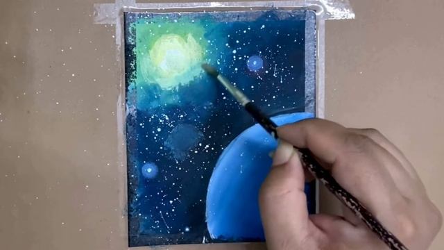 Easy Galaxy Acrylic Painting For Beginners || How To Paint Saturn Planet On Black Canvas