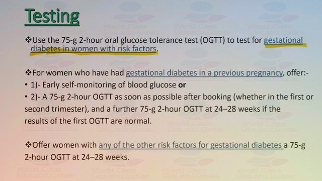 Diabetes In Pregnancy, NICE Guideline (2020)