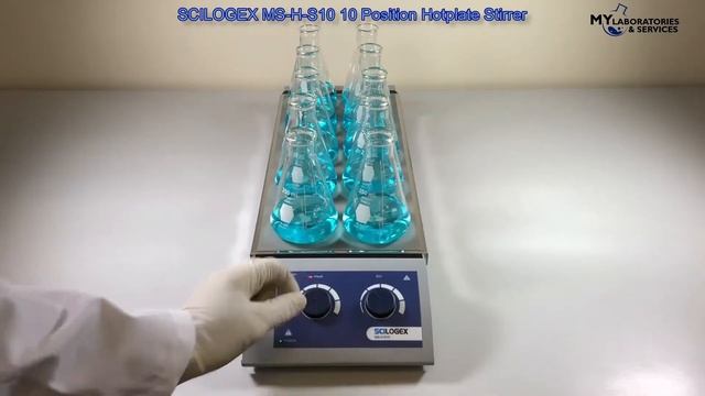 SCILOGEX Hotplate Stirrer SCI120-HS 10 Position Analog Magnetic Hotplate Stirrer~1100 rpm~120ºC Max