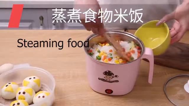 Multi-function Electric Cooker 1.8L Non-Stick Rice Cooker Stainless-Steel Mini Hot Pot With Steamer