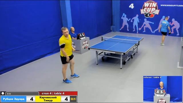 11:30 Рубцов Эдуард 0-3 Карчевский Тимур стол 4 ЮГ-1 11.07.2020