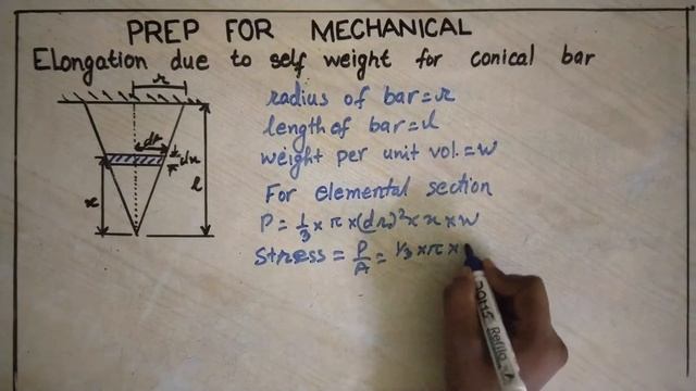 Elongation Due To Self Weight For Conical Bar