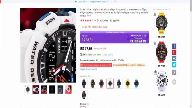 Relógio Do Aliexpress SMAEL 8043 Original Como Ganhar Dinheiro Vendendo Relógios
