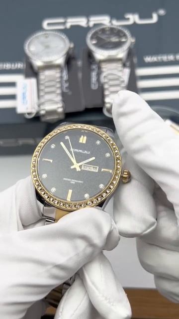 CRRJU 5018 316L Stainless Steel Bands  Diamond Star Dust Watch For Men