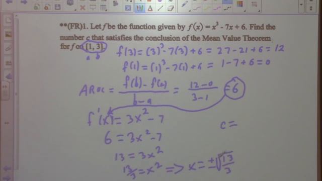 Calculus Class 10/01/20 Quiz Review On Limits, Mean Value Theorem Rolle's Theorem