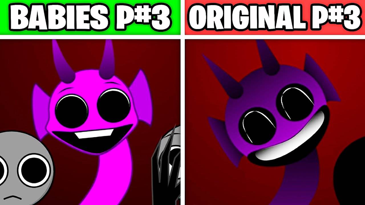 Дети Фаза 3 против оригинальной фазы 3 - Невесток Sprunki New Baby Mod