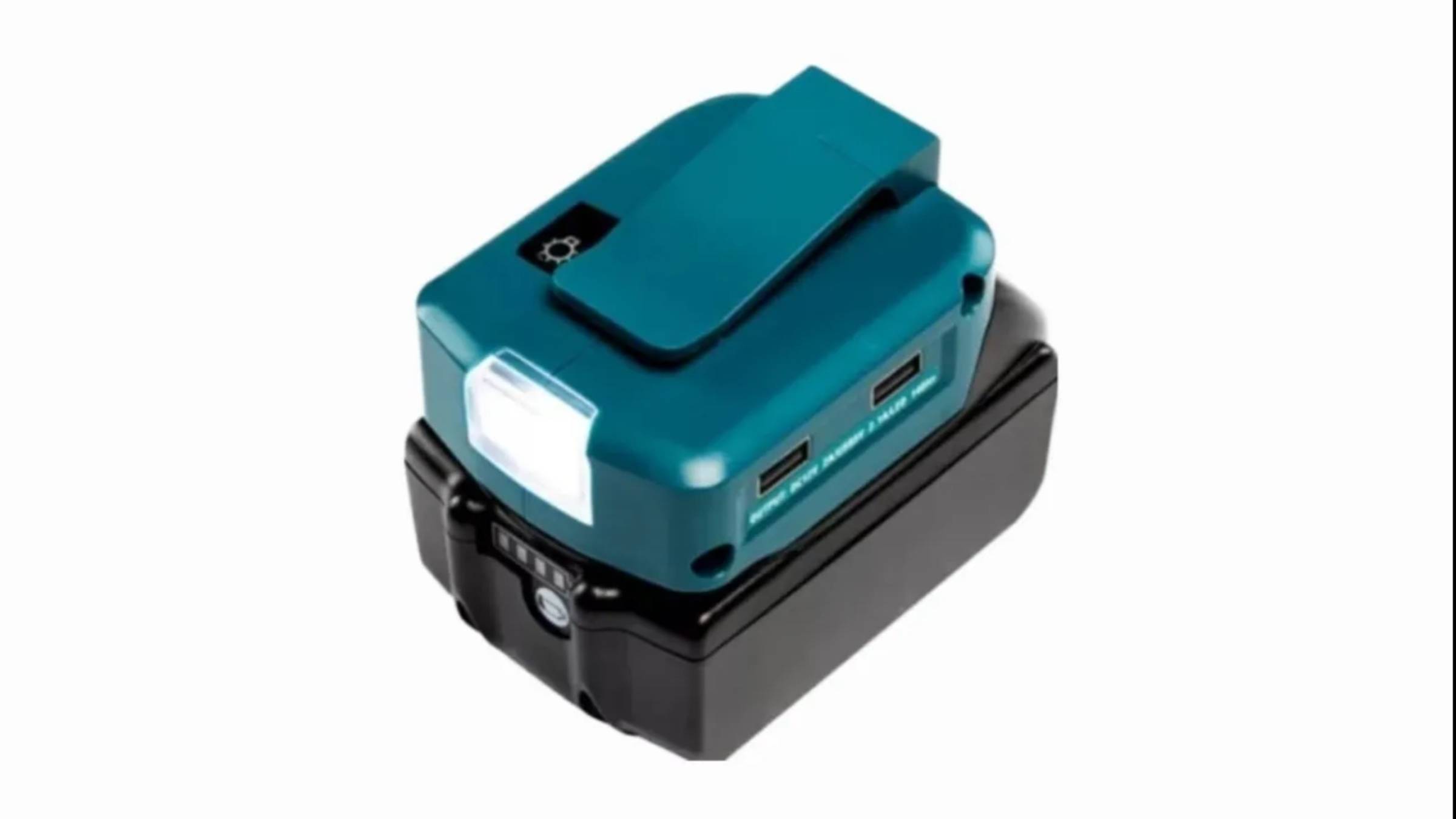 Адаптер с фонариком на аккумулятор Makita с 2-мя usb 2A и 2.1А и 12v  выход.