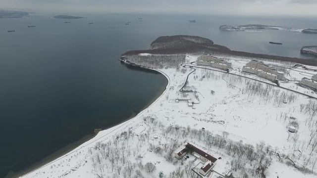 Кампус ДВФУ зимой с высоты птичего полета  Campus FEFU Winter