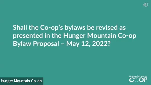 Hunger Mountain Co-op Special Bylaw Meeting