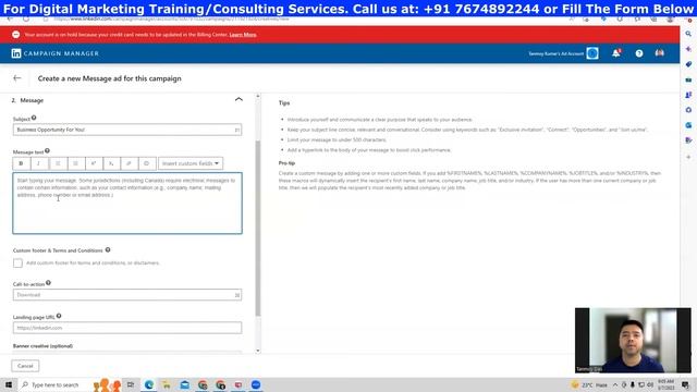 Learn To Create A Message Ad Campaign In Linkedin Ads Hindi | Digital Seekho