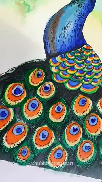 Easy And Beautiful Peacock Painting😍| Acrylic Painting #shorts #shortsvideo #shubhblisspeaceart