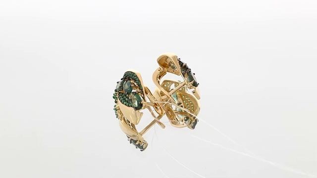 Золотые серьги Александра с фианитом и турмалином кл2401а-26ск-з