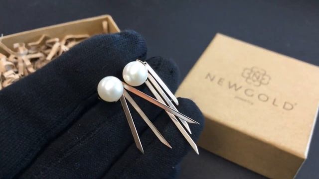 !Пуссеты 096518 из красного золота 585 пробы с жемчугом