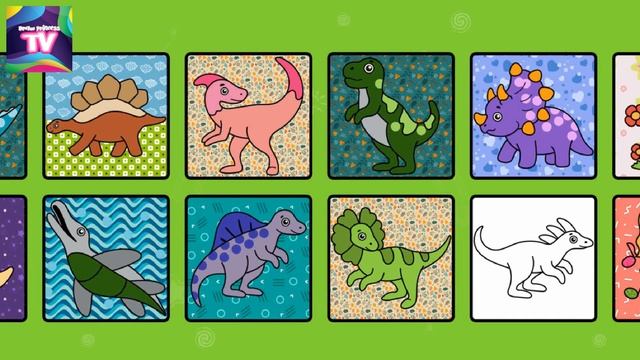 Mewarnai Karakter Lucu Part 59 DINOSAURS  Dilophosaurus Dan Bajadasaurus