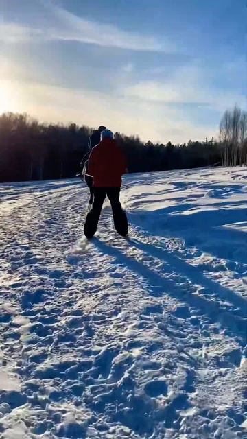 Скиджорнинг с конём в Иркутске. Пробуем впервые. И лыжник впервые такое делает и всадник и конь .