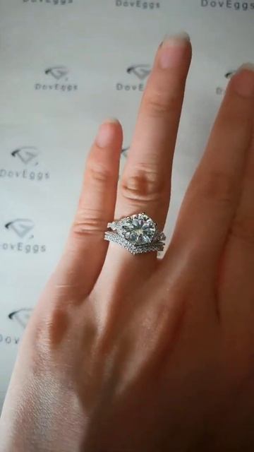 Doveggs Round Art Deco Bridal Set Moissanite Ring/Lab Diamond Ring