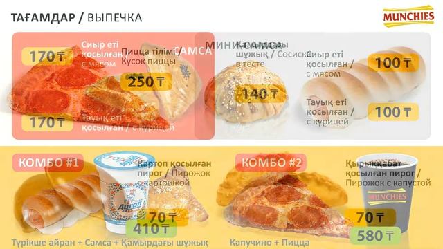 Меню Борды. Кафе Munchies. Казахстан. г. Актобе.
