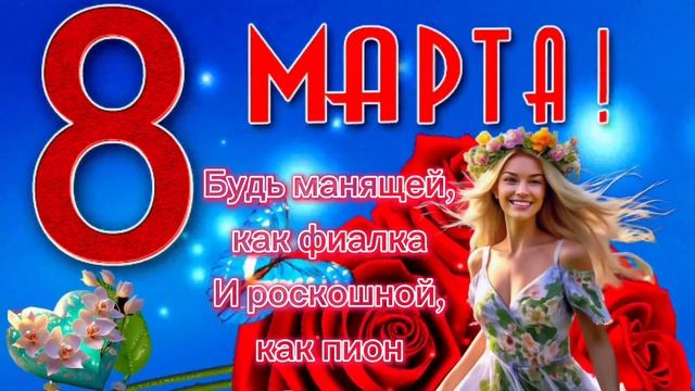 С 8 марта! Красивое поздравление с 8 марта. Музыкальная открытка с Международным Днем 8 марта.