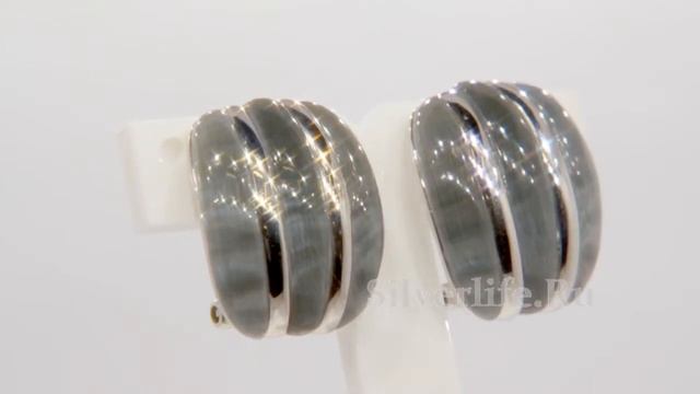 Серебряные серьги Fresh Silver с тигровым глазом