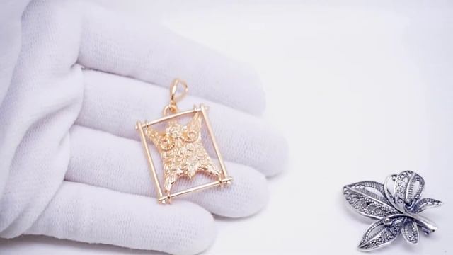 Брошь женская Листик классика, Подвеска мужская 