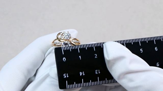 Кольцо из золочёного серебра AQUAMARINE с фианитом А65217А-п