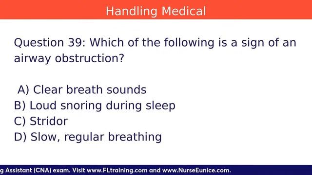 CNA Practice Test - Handling Medical Emergencies (Part 2)