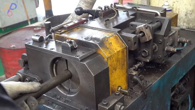 Interesting Large Bolt And Hex Nut Mass Production Process. Metal Fastener Factory In Korea